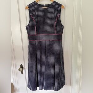 NWT! J.Crew navy and fuchsia foulard print sheath dress, size 14